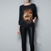 Blusa manga comprida estampa de Lobo - Ref A007